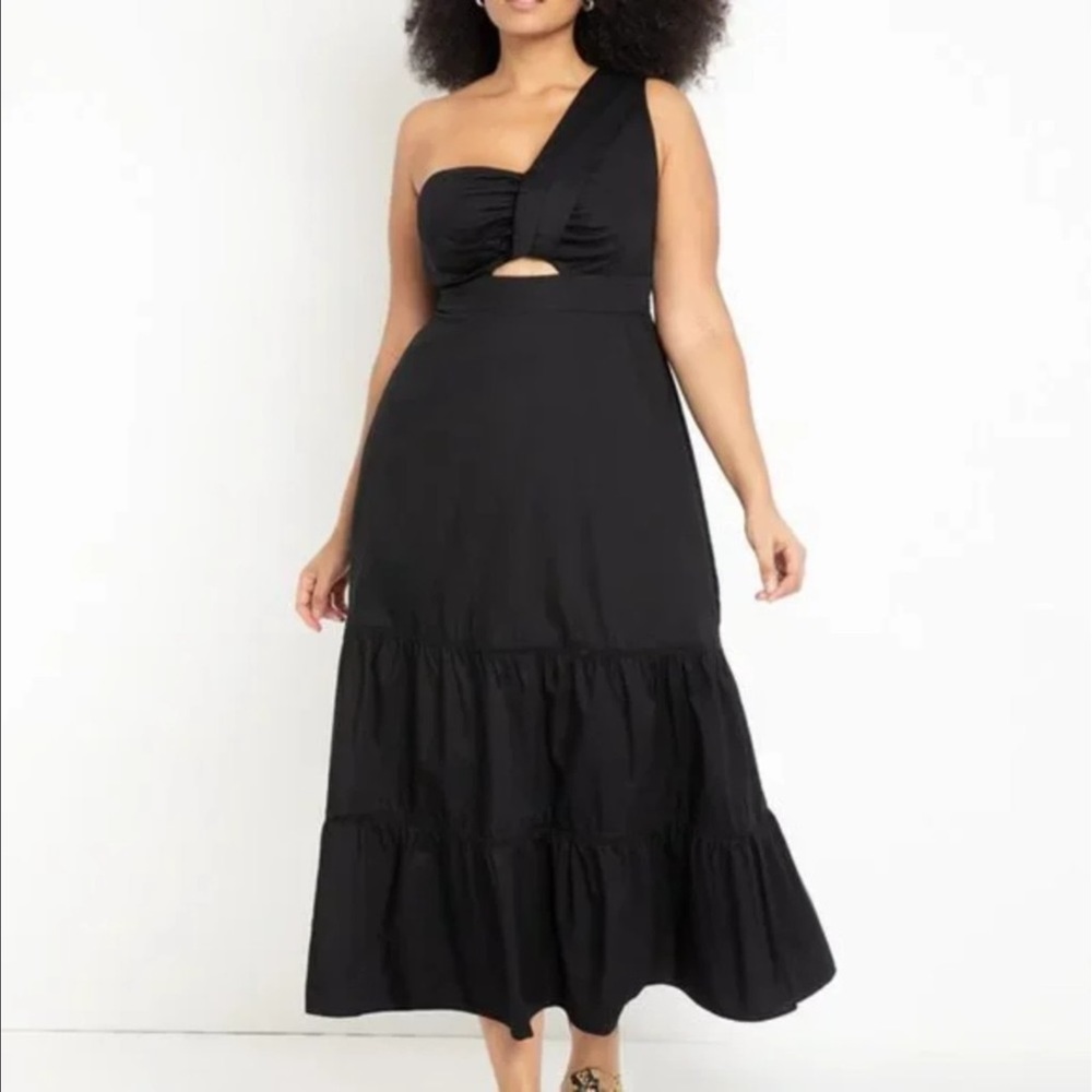 ELOQUII One Shoulder Gown With Cut Out